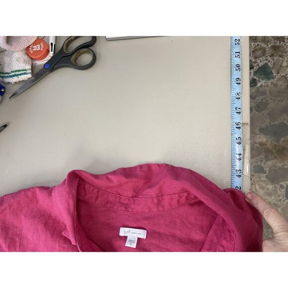 J Jill Love Linen Shirt Dress Womens 3X Pink Short Sleeve Pockets Flowy Coastal - Picture 11 of 16